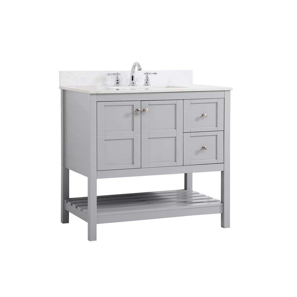 36 inch Single Bathroom Vanity in Gray with Backsplash. Picture 7