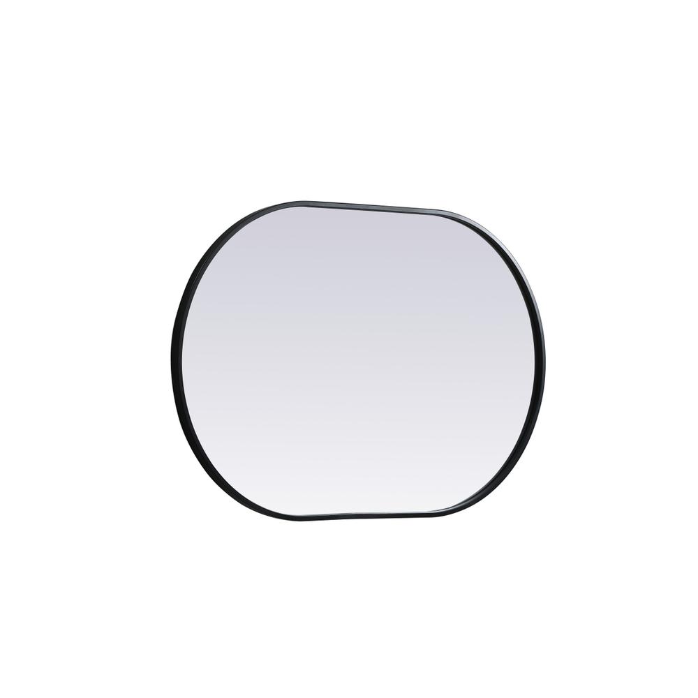 Metal Frame Oval Mirror 24x36 Inch in Black. Picture 9