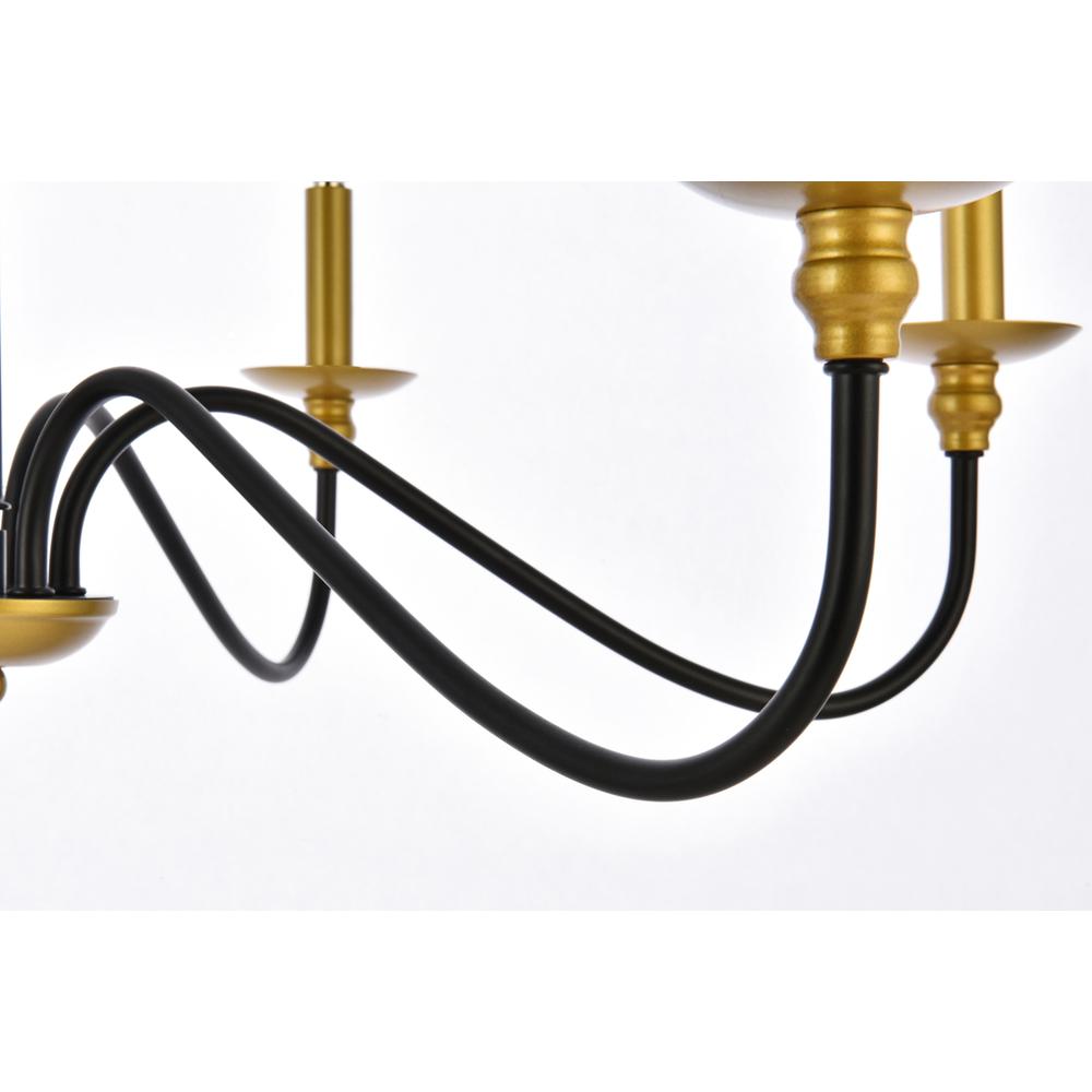 Rohan 30 inch chandelier in matte black and brass. Picture 4