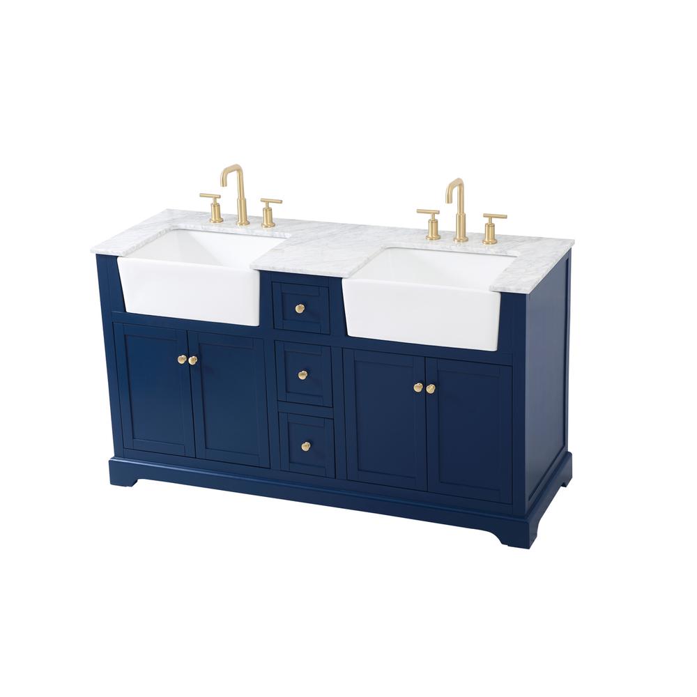 60 inch double bathroom vanity in blue. Picture 8