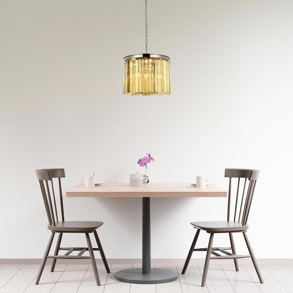 Sydney 6 light polished nickel Pendant Golden Teak (Smoky) Royal Cut Crystal. Picture 7