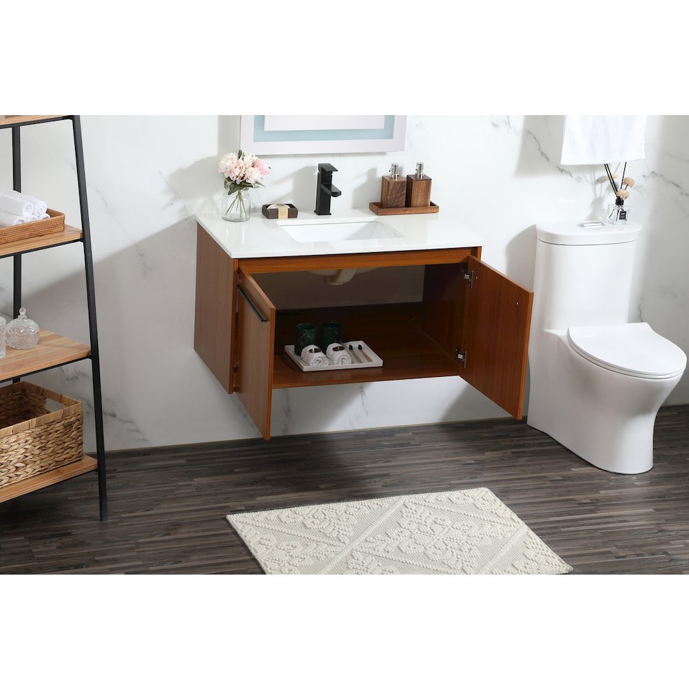 36 Inch Single Bathroom Vanity In Teak. Picture 4
