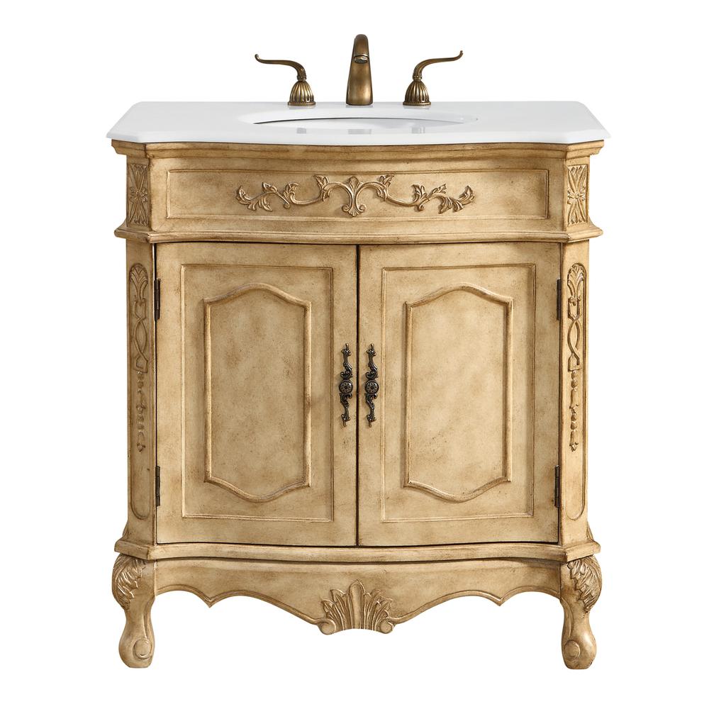 32 inch Single Bathroom vanity in Antique Beige. Picture 1