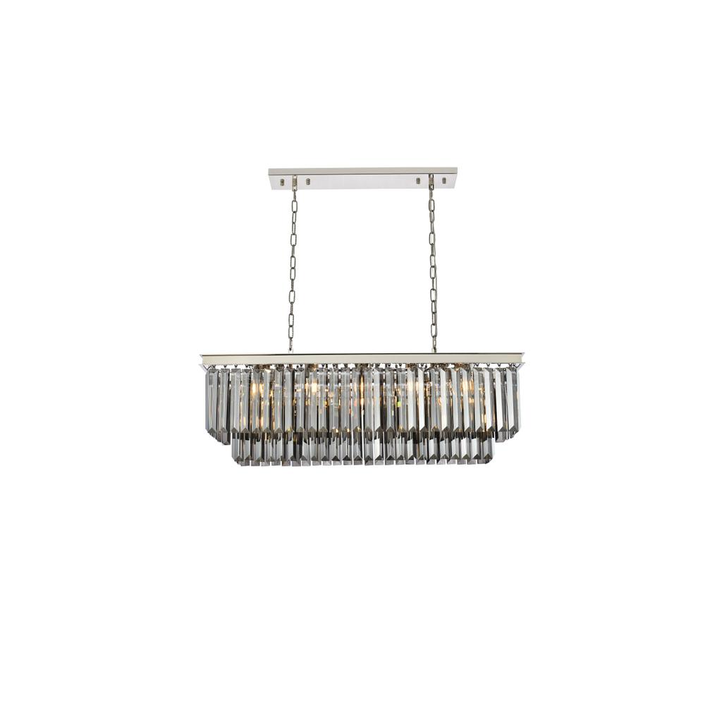 Sydney 12 light polished nickel Chandelier Silver Shade (Grey) Royal Cut Crystal. Picture 1