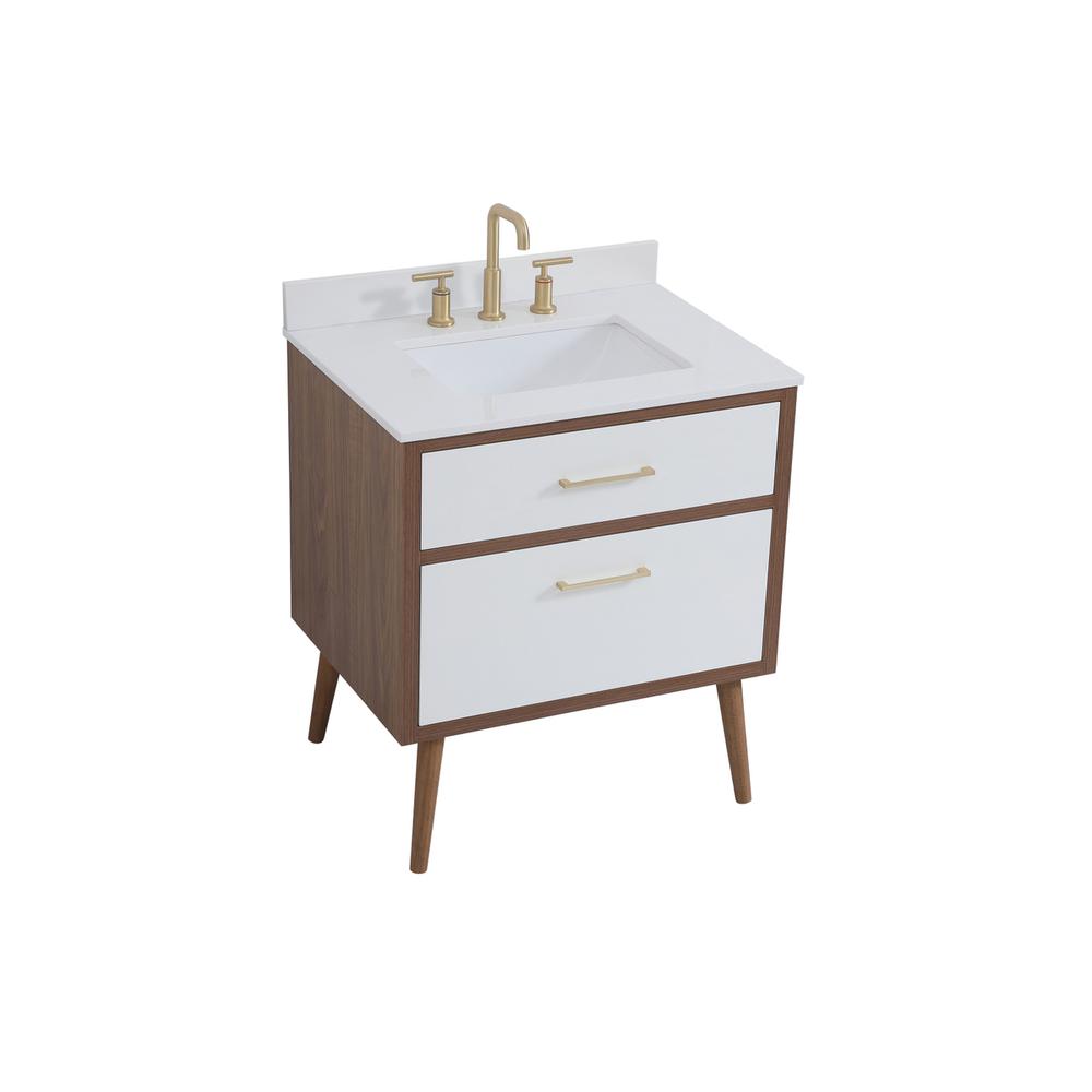 30 inch bathroom Vanity in White with Backsplash. Picture 8