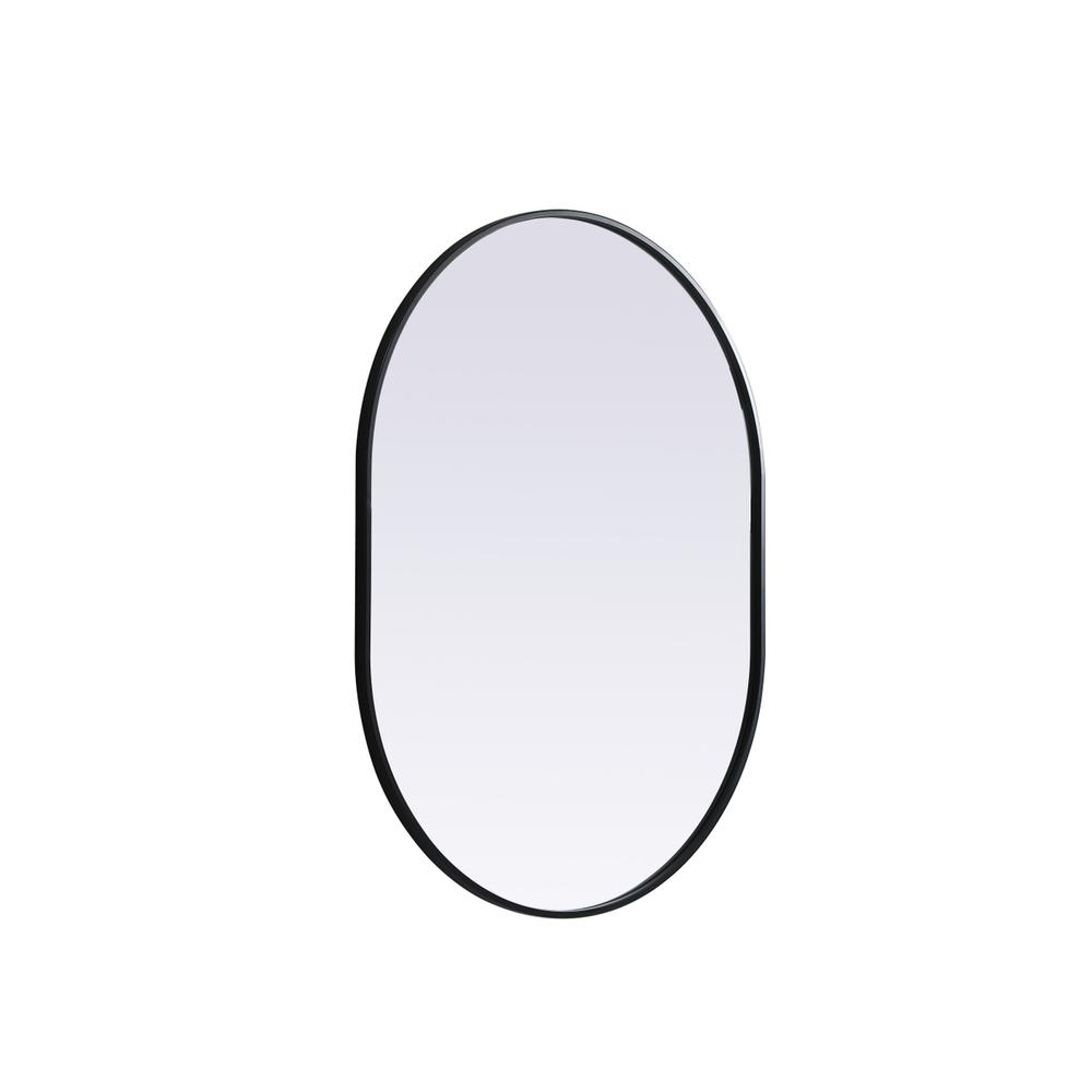 Metal Frame Oval Mirror 30x40 Inch in Black. Picture 7
