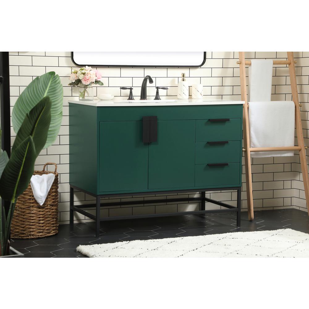 42 inch Single bathroom vanity in green. Picture 2