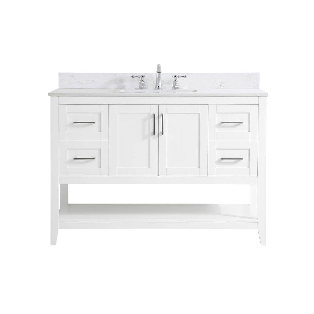 48 inch Single Bathroom Vanity in White with Backsplash. Picture 1