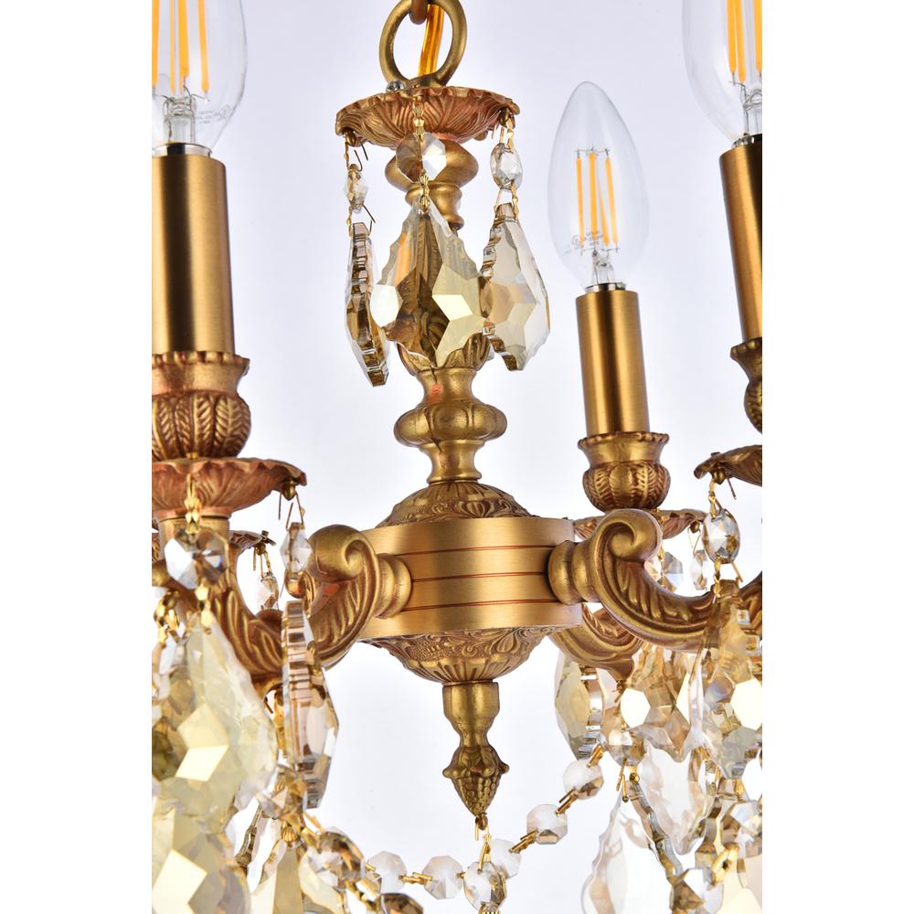 Lillie 4 light French Gold Pendant Golden Teak (Smoky) Royal Cut Crystal. Picture 5