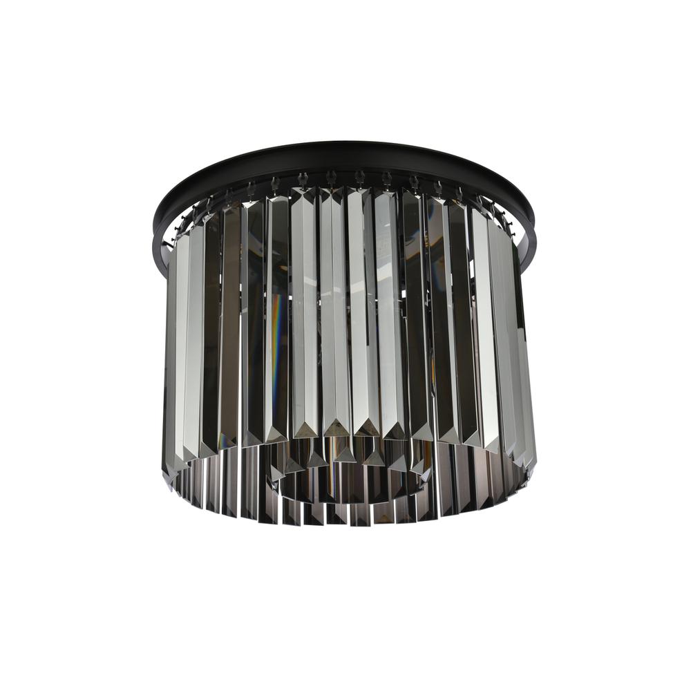 Sydney 6 light Matte Black Flush Mount Silver Shade (Grey) Royal Cut Crystal. Picture 6