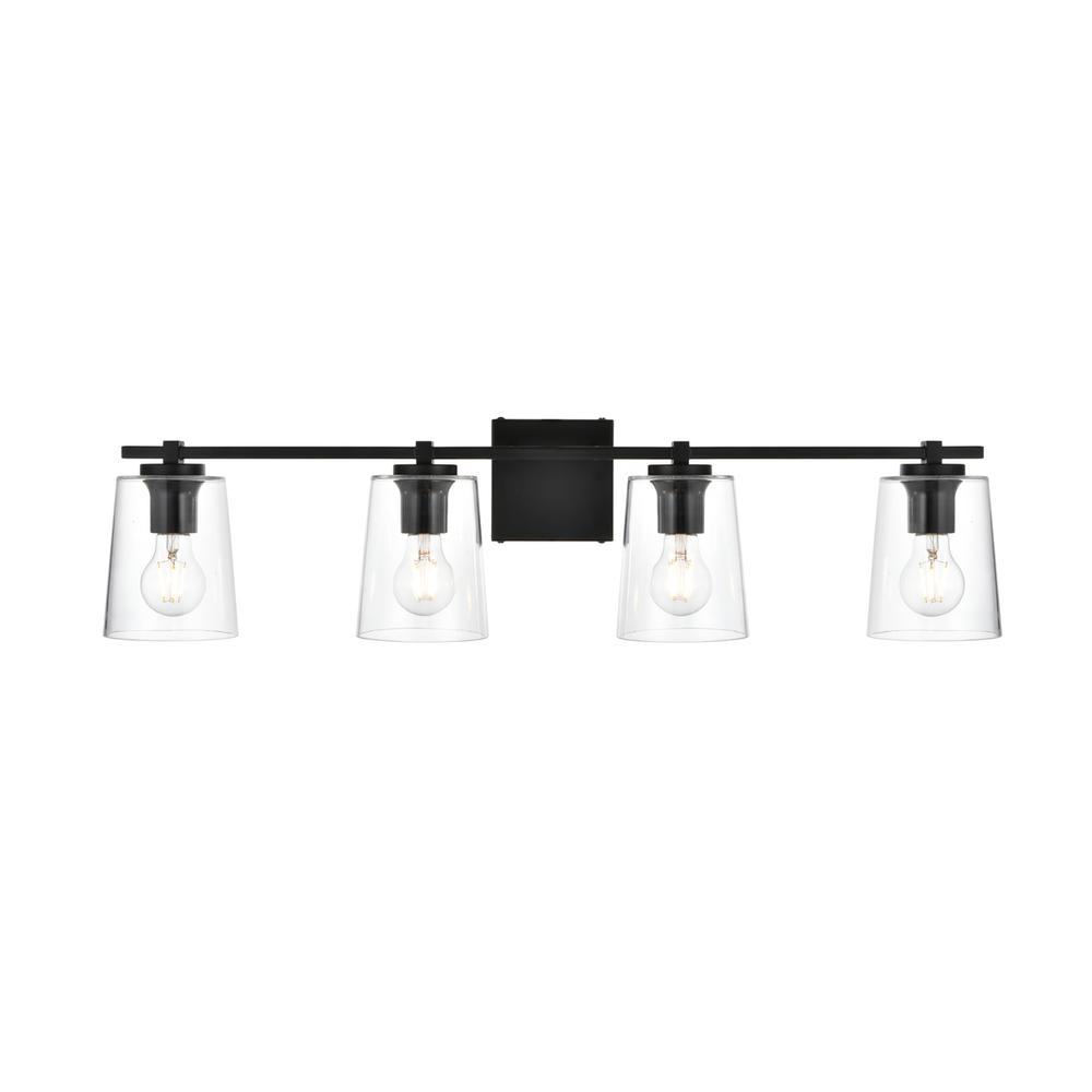 Kacey 4 light Black and Clear Bath Sconce. Picture 1
