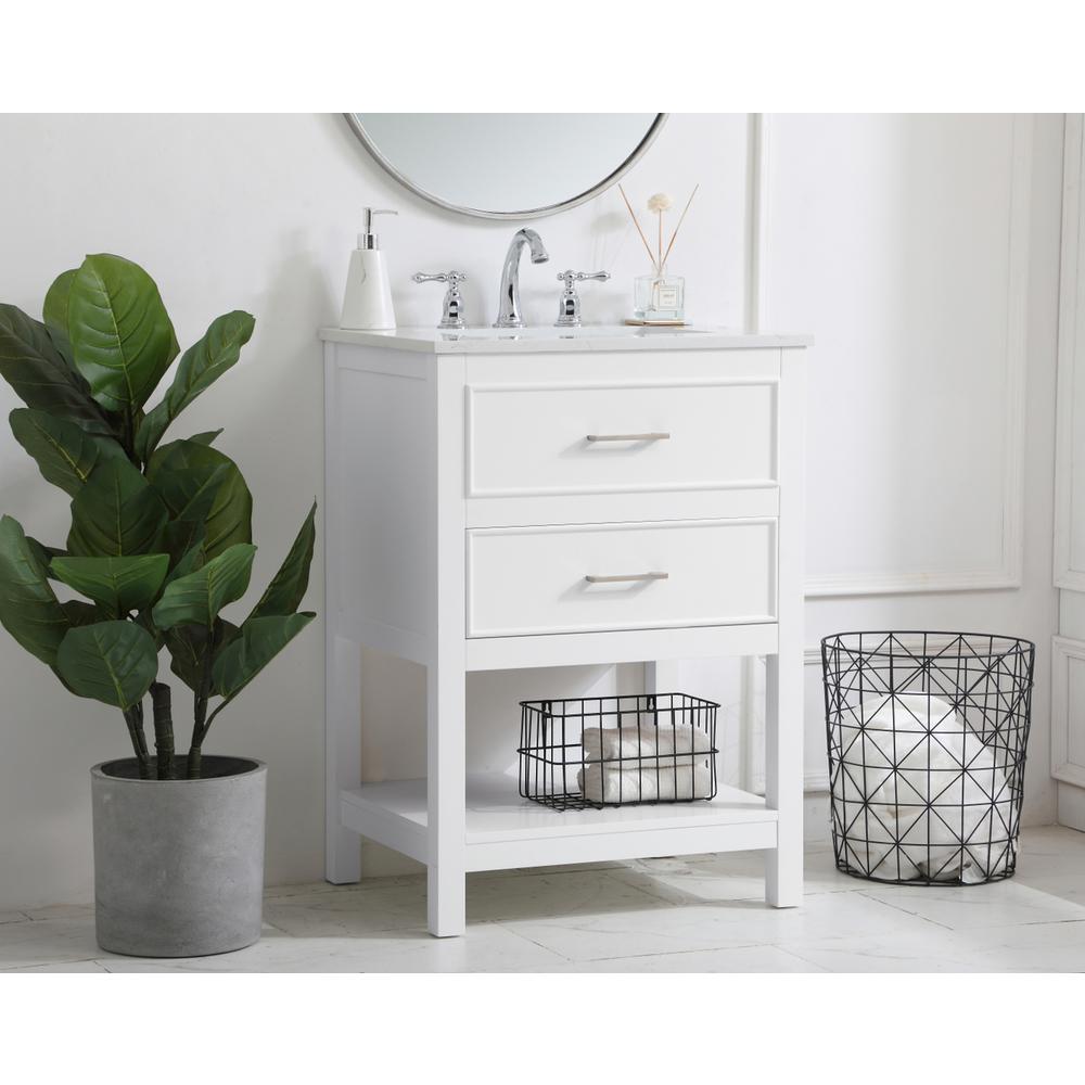 24 inch Single Bathroom Vanity in White. Picture 2