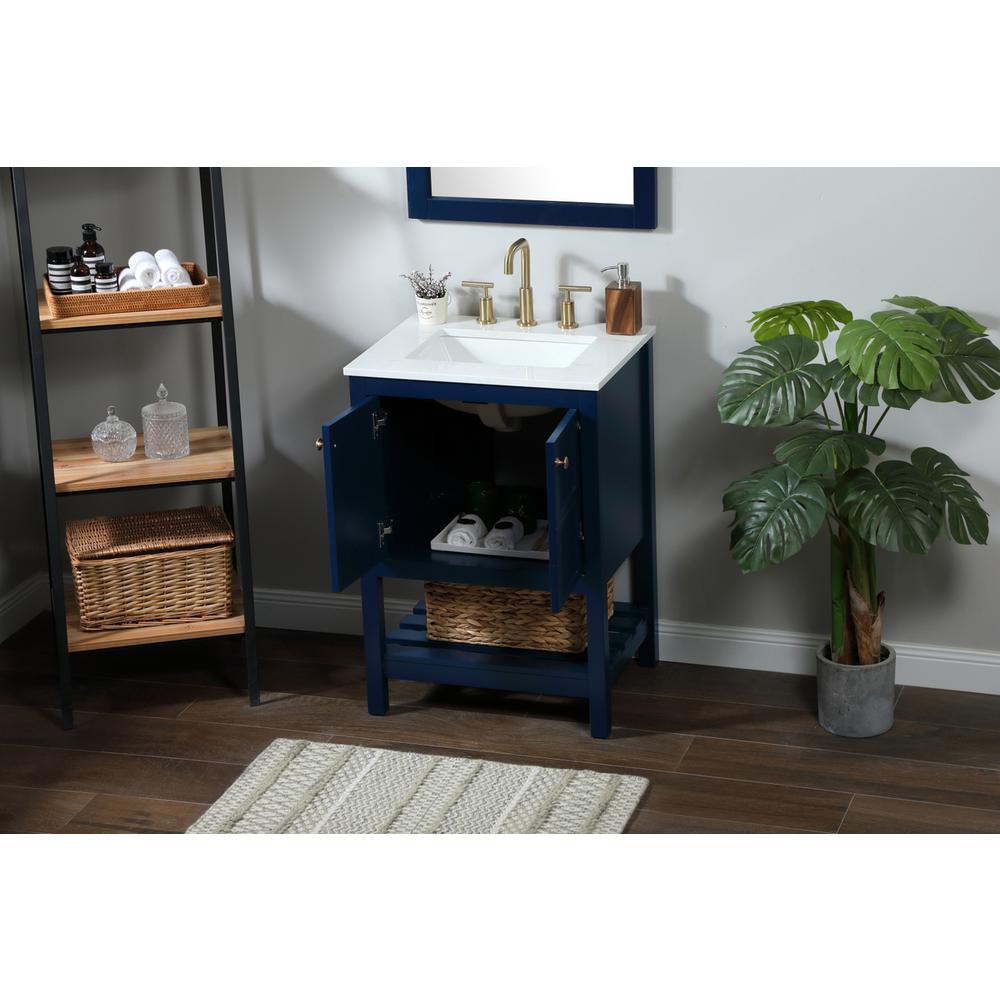 24 inch Single bathroom vanity in blue. Picture 3