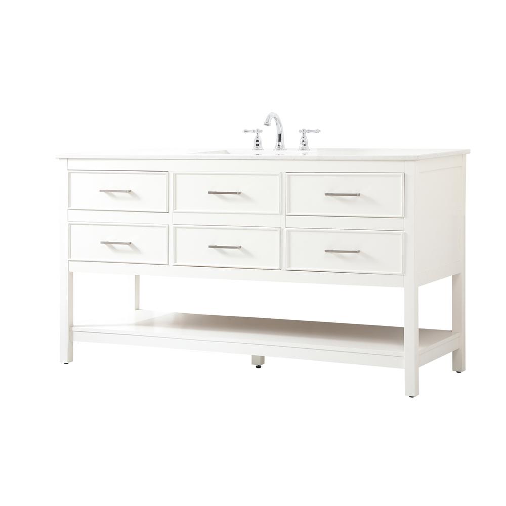 60 inch Single bathroom vanity in white. Picture 7