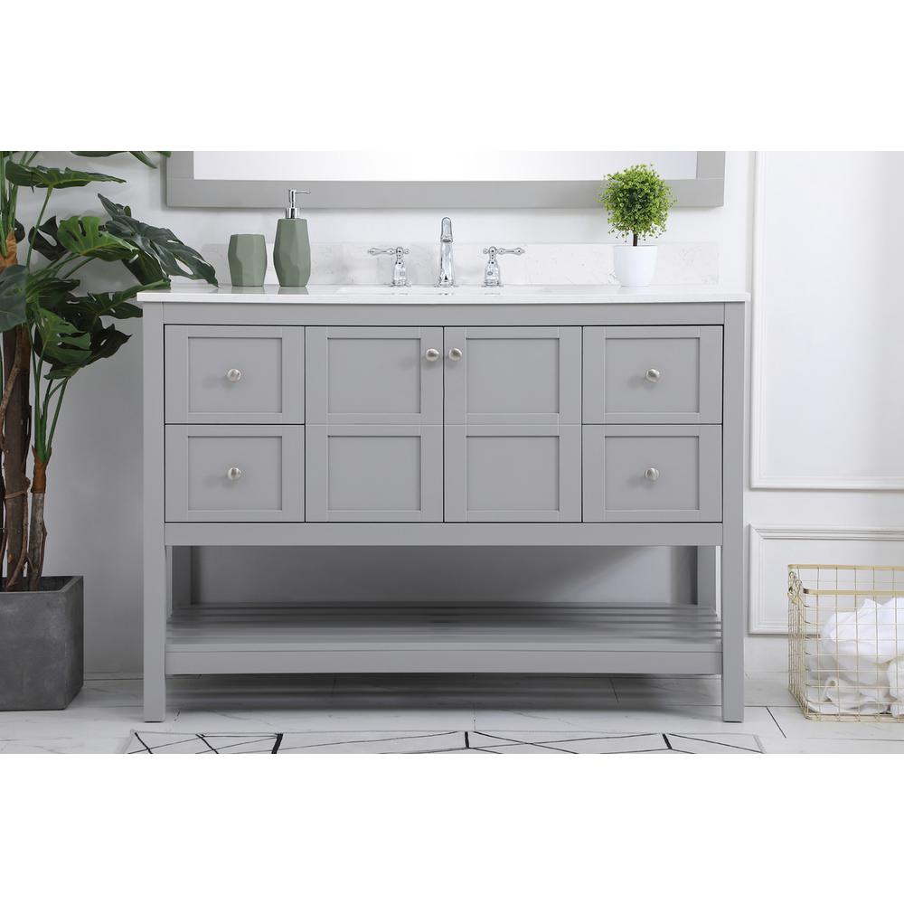 48 inch Single Bathroom Vanity in Gray with Backsplash. Picture 14