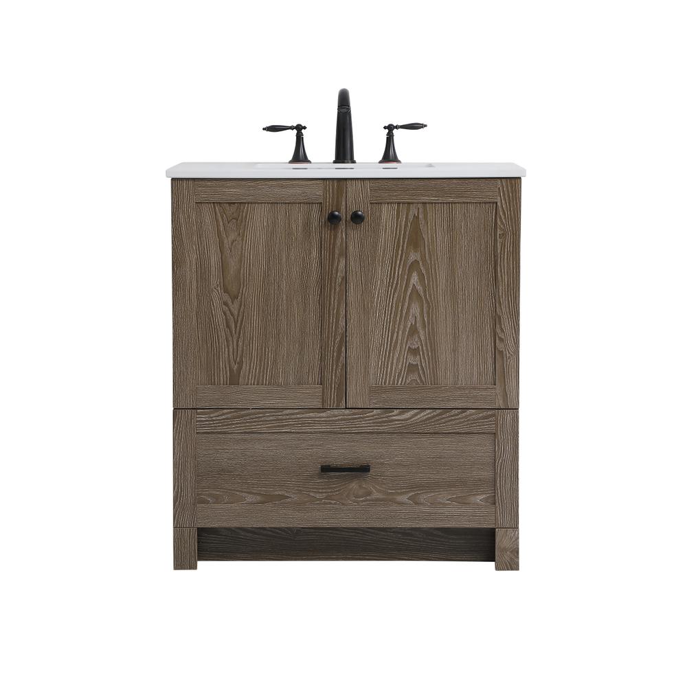 30 inch Single Bathroom Vanity in Weathered oak. Picture 1