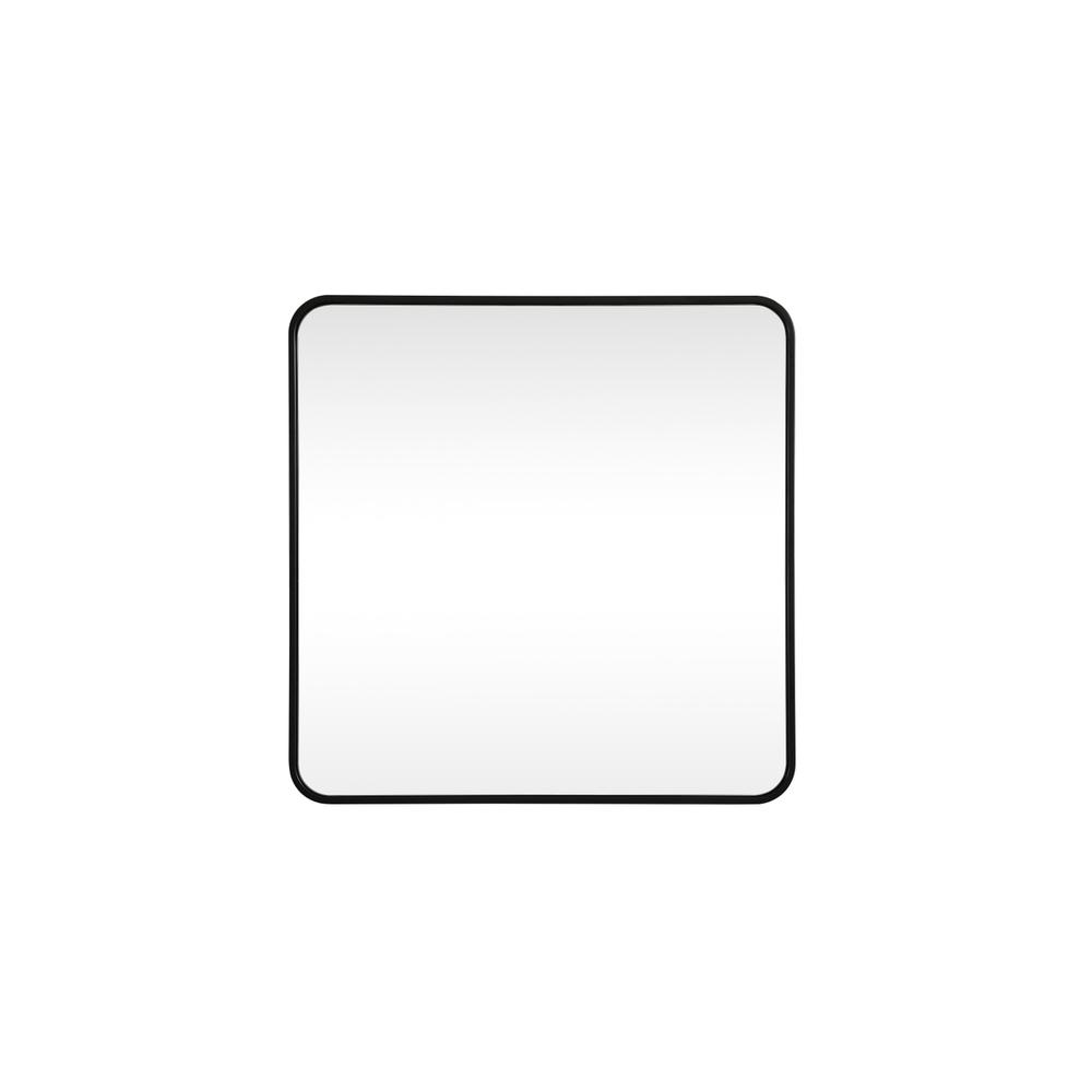 Soft corner metal square mirror 30x30 inch in Black. Picture 1