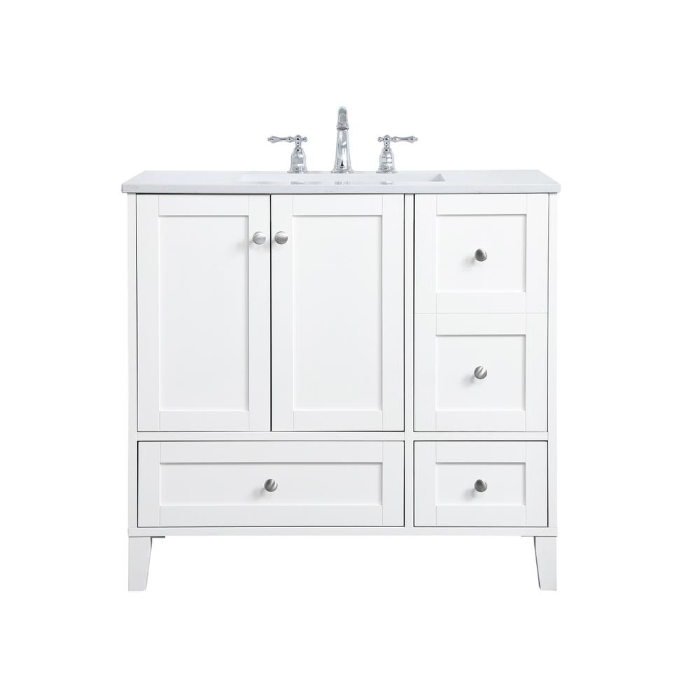 36 inch Single Bathroom Vanity in White. Picture 1