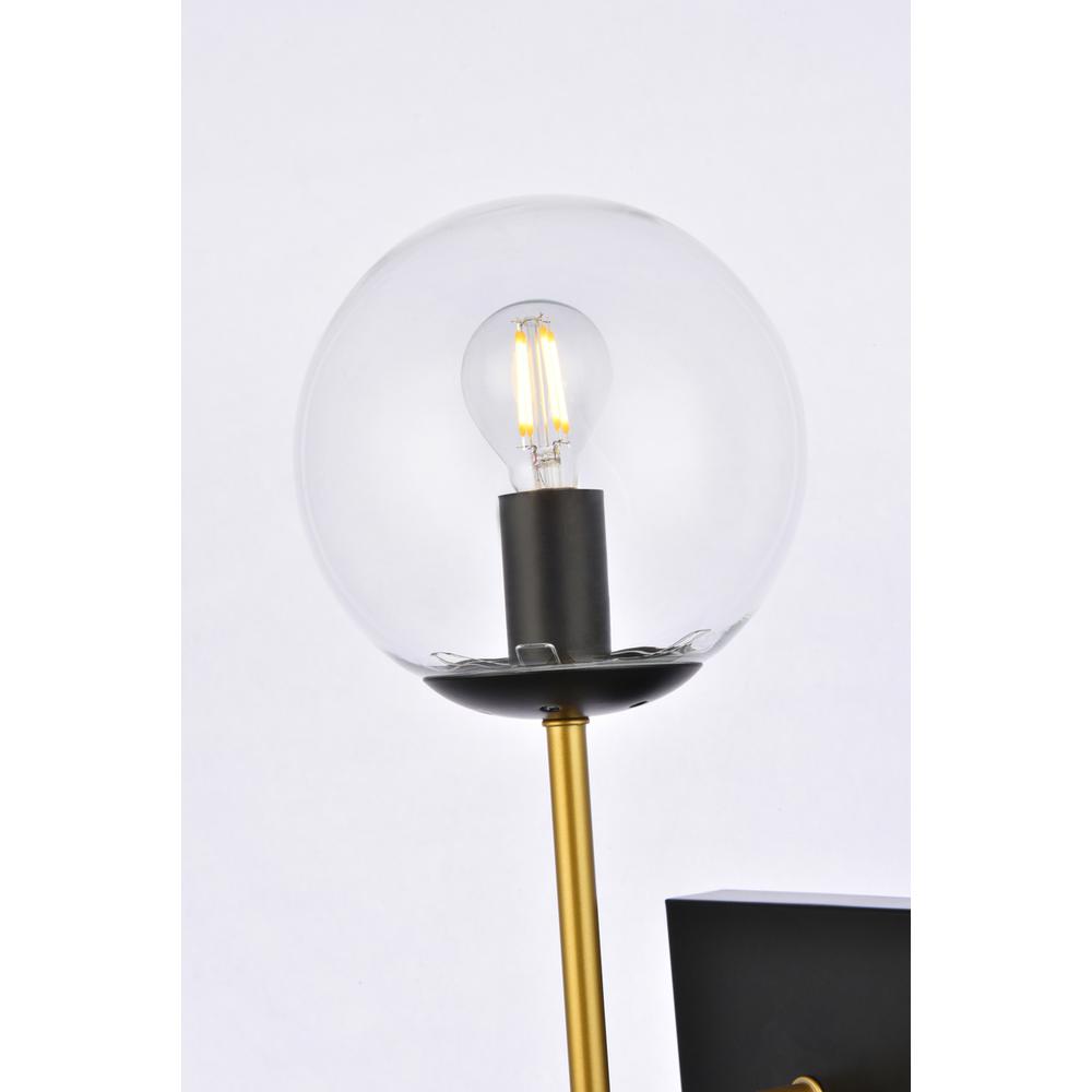 Neri 1 light black and brass and clear glass wall sconce. Picture 3