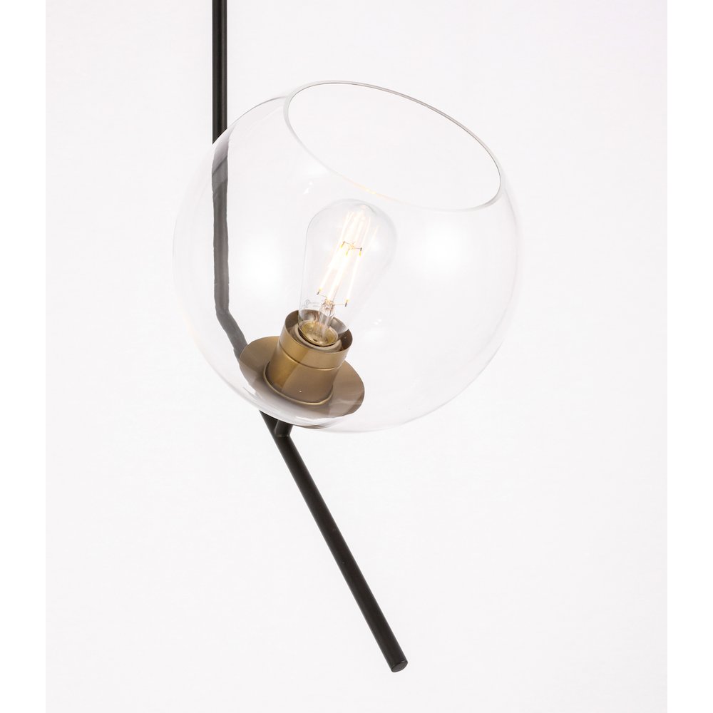 Ryland 1 Light Black And Brass And Clear Glass Pendant. Picture 10