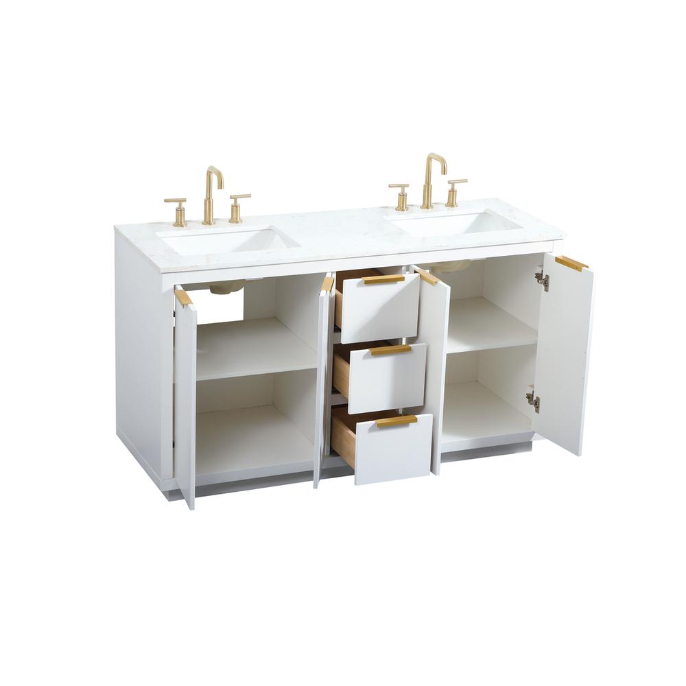 60 inch double bathroom vanity in white. Picture 9