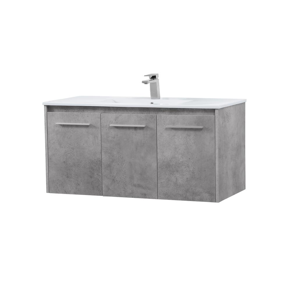 40 inch  Single Bathroom Floating Vanity in Concrete Grey. Picture 6