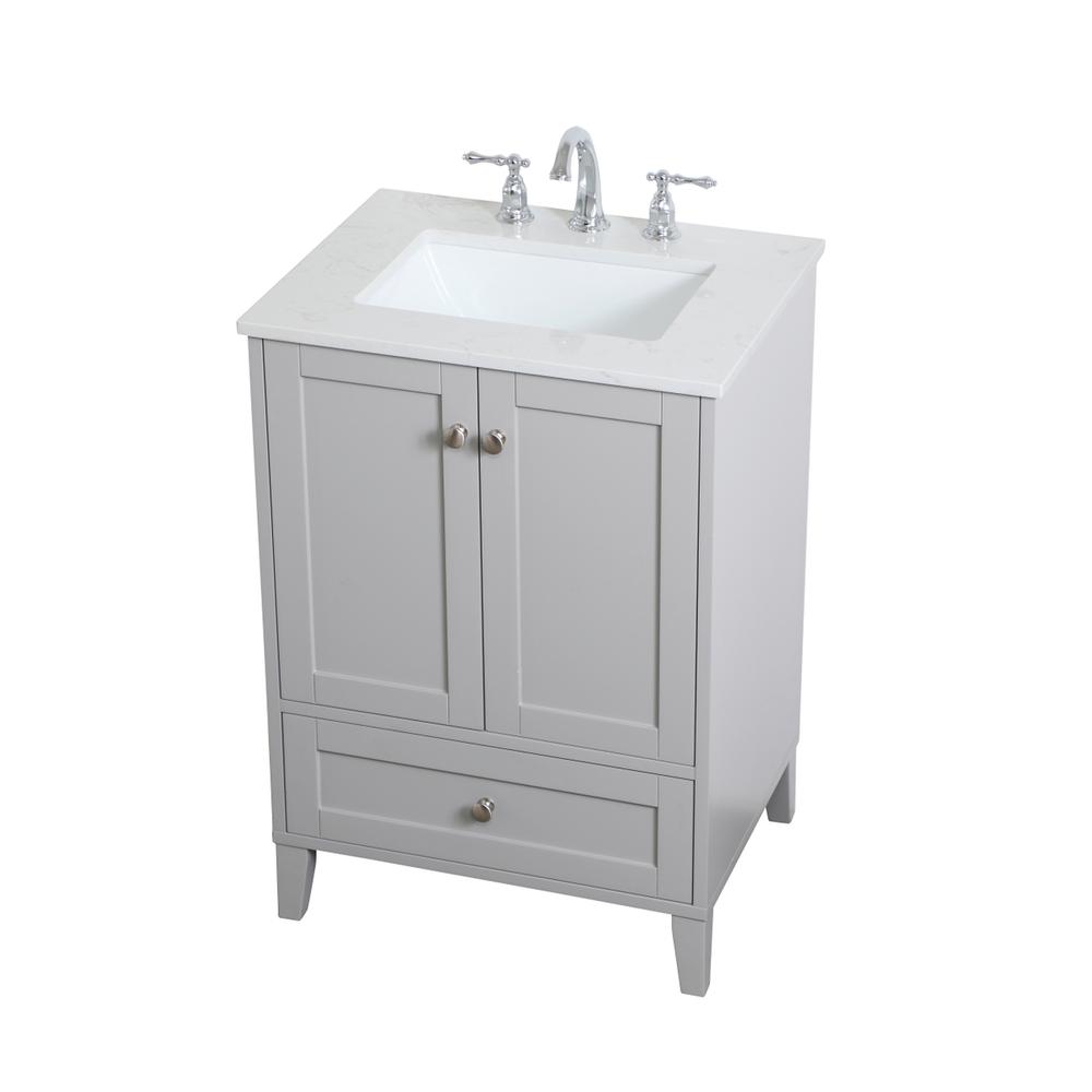 24 inch Single Bathroom Vanity in Grey. Picture 7