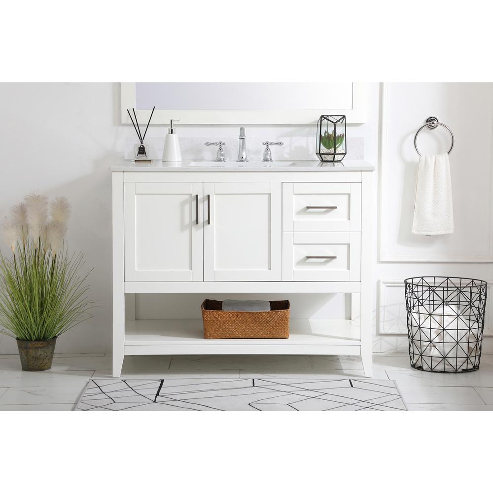 42 inch Single Bathroom Vanity in White with Backsplash. Picture 14