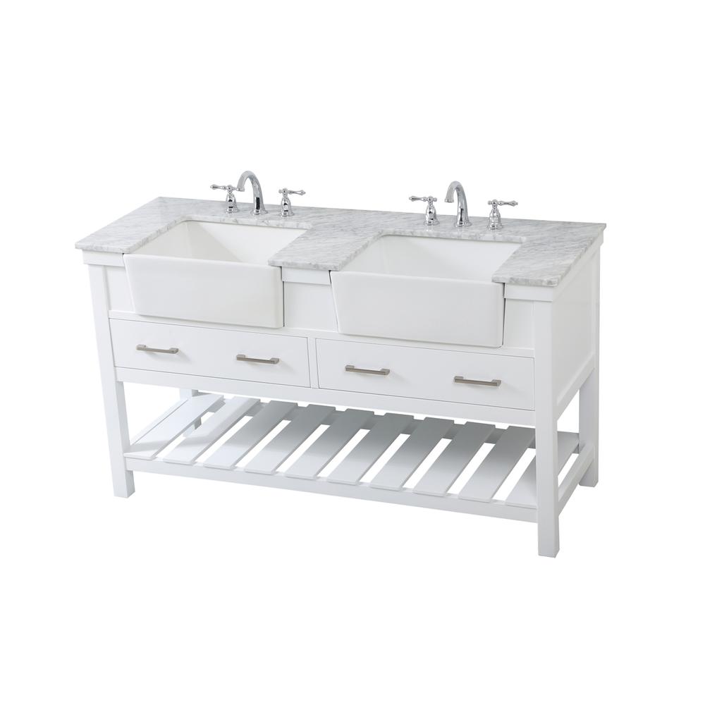 60 inch double bathroom vanity in white. Picture 8