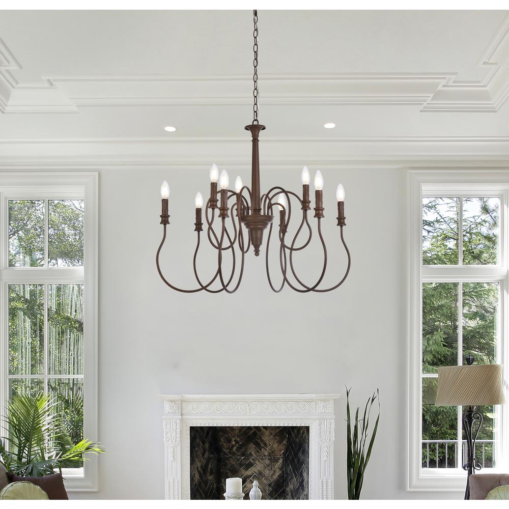 Flynx 9 lights pendant in weathered oak. Picture 8