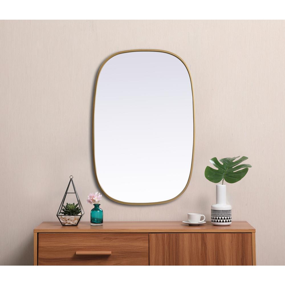 Metal Frame Oval Mirror 24x36 Inch in Brass. Picture 3