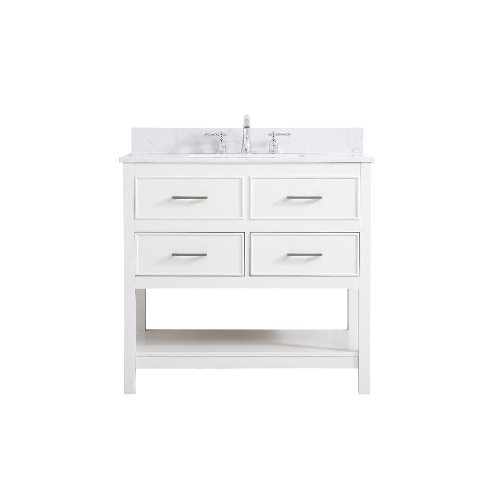 36 inch Single bathroom vanity in white with backsplash. Picture 1