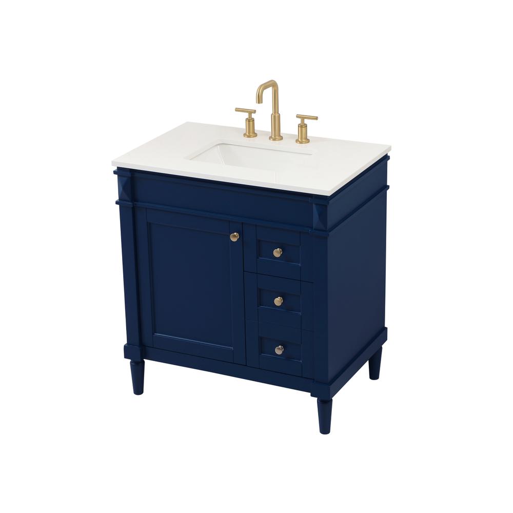 32 inch Single bathroom vanity in blue. Picture 8