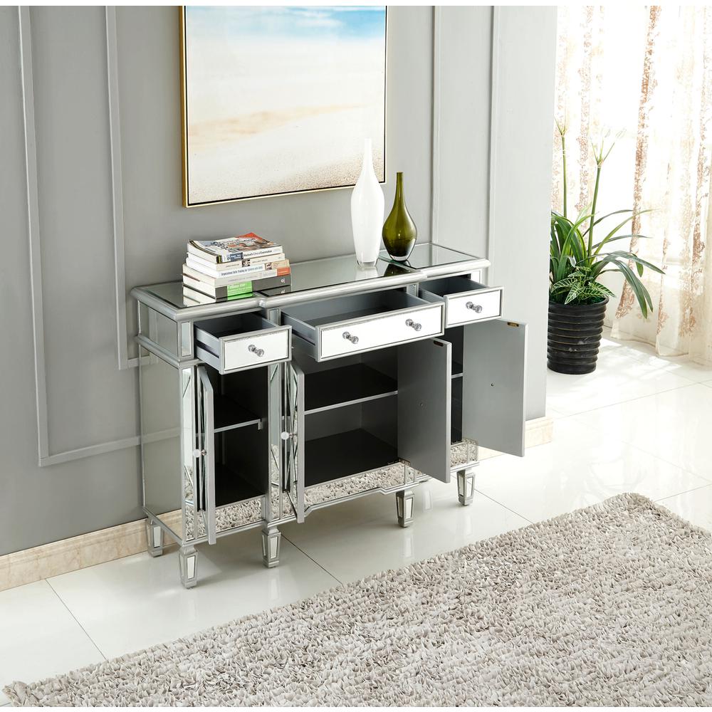 3 Drawer 4 Door Cabinet 48 .In. X 14 In. X 36 In. in silver Clear. Picture 3