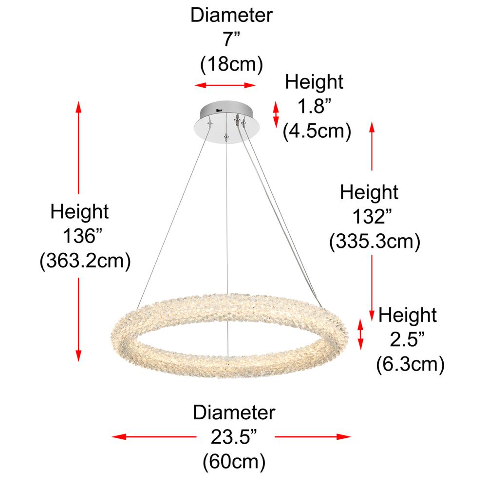 Bowen 24 inch Adjustable LED Chandelier in Chrome. Picture 10