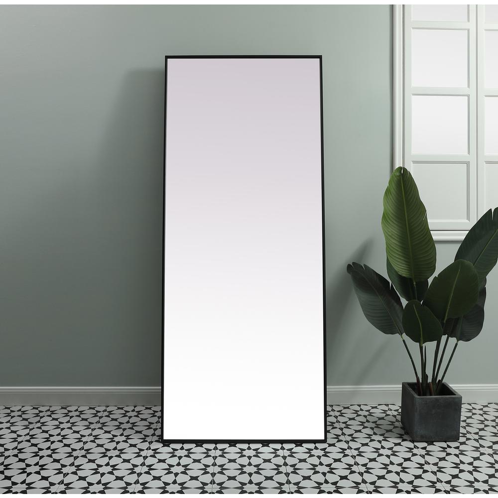 Metal Frame Rectangle Full Length Mirror 30x72 Inch in Black. Picture 10
