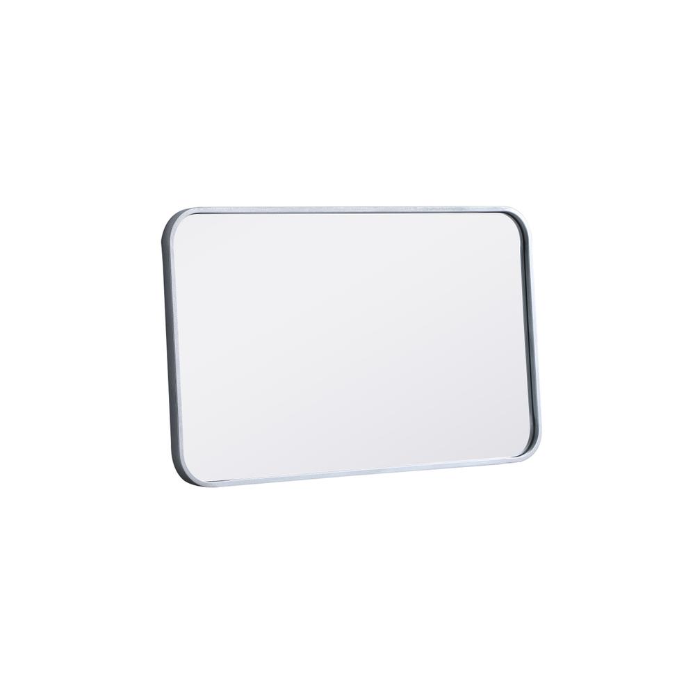 Soft corner metal rectangular mirror 18x30 inch in Silver. Picture 7