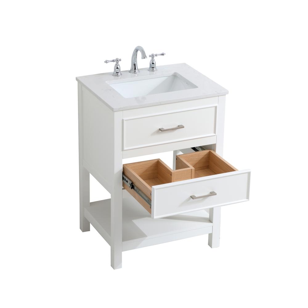 24 inch Single Bathroom Vanity in White. Picture 8