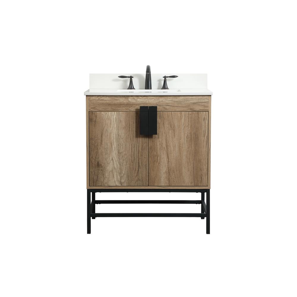 30 inch Single bathroom vanity in natural oak with backsplash. Picture 1