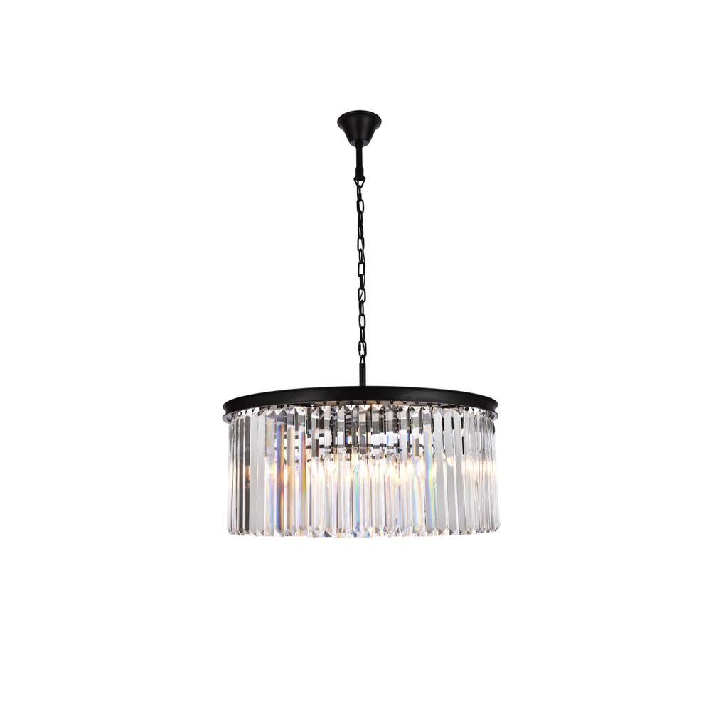 Sydney 8 light Matte Black Chandelier Clear Royal Cut Crystal. Picture 1