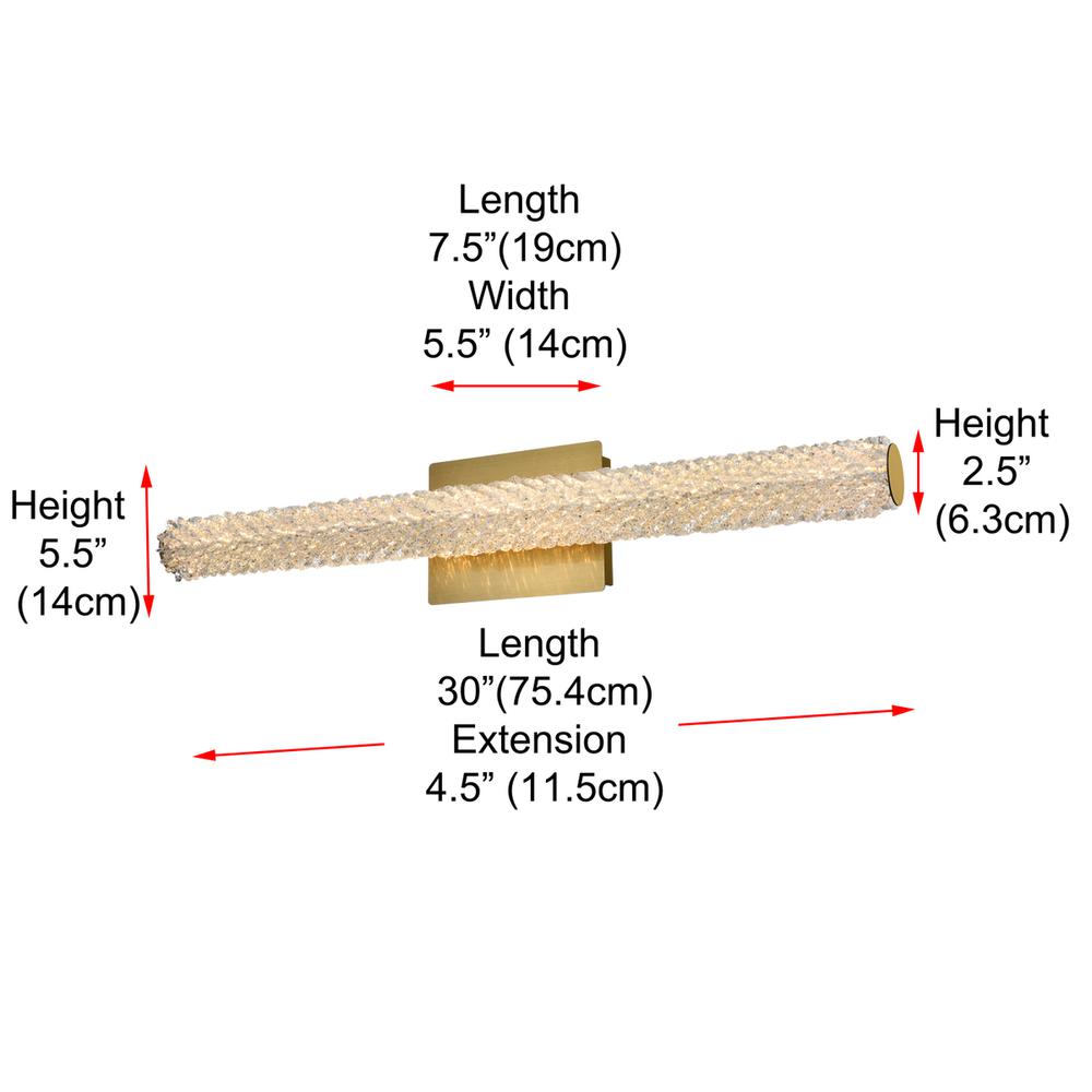 Bowen 30 inch Adjustable LED Wall Sconce in Satin Gold. Picture 9