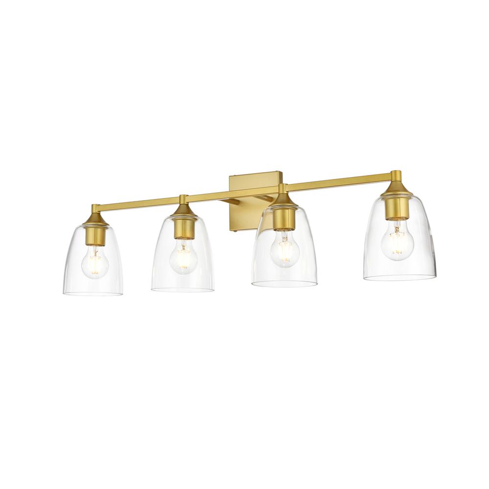 Gianni 4 light Brass and Clear Bath Sconce. Picture 2