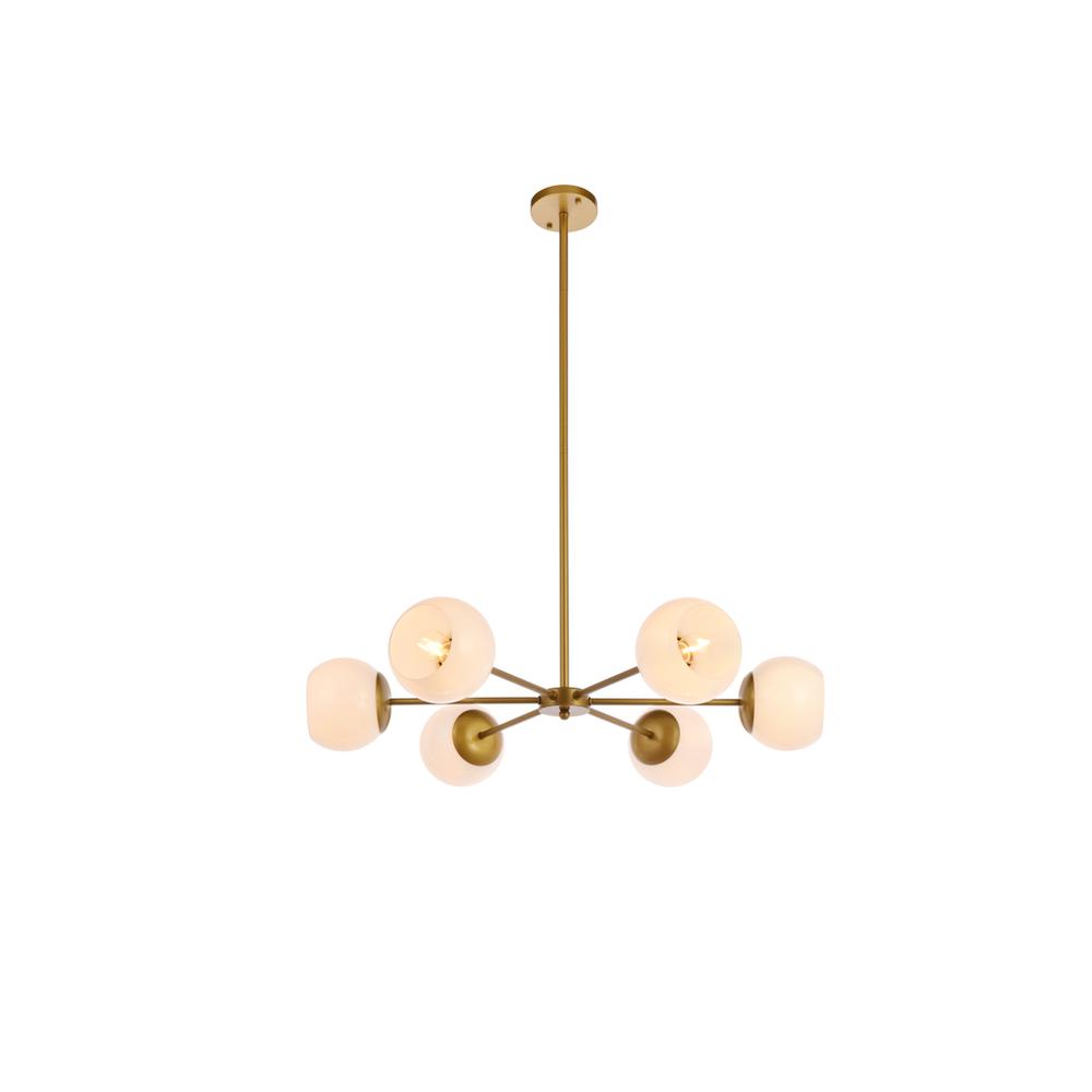 Briggs 30 inch pendant in brass with white shade. Picture 1