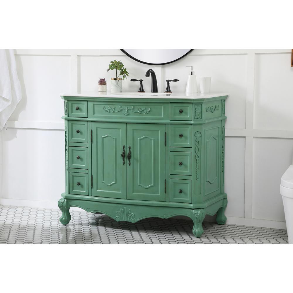 42 inch Single bathroom vanity in vintage mint. Picture 2