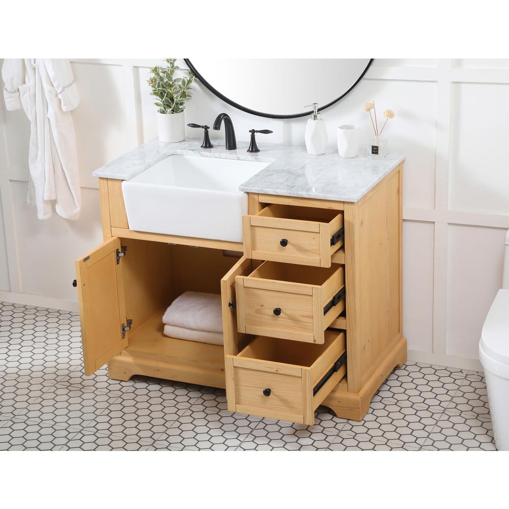 42 inch Single bathroom vanity in natural wood. Picture 3