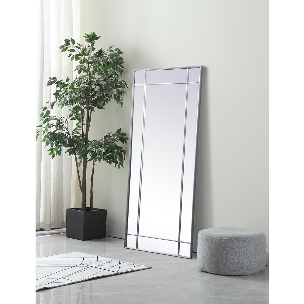 French Panel Full Length Mirror 30x70 Inch In Silver. Picture 2