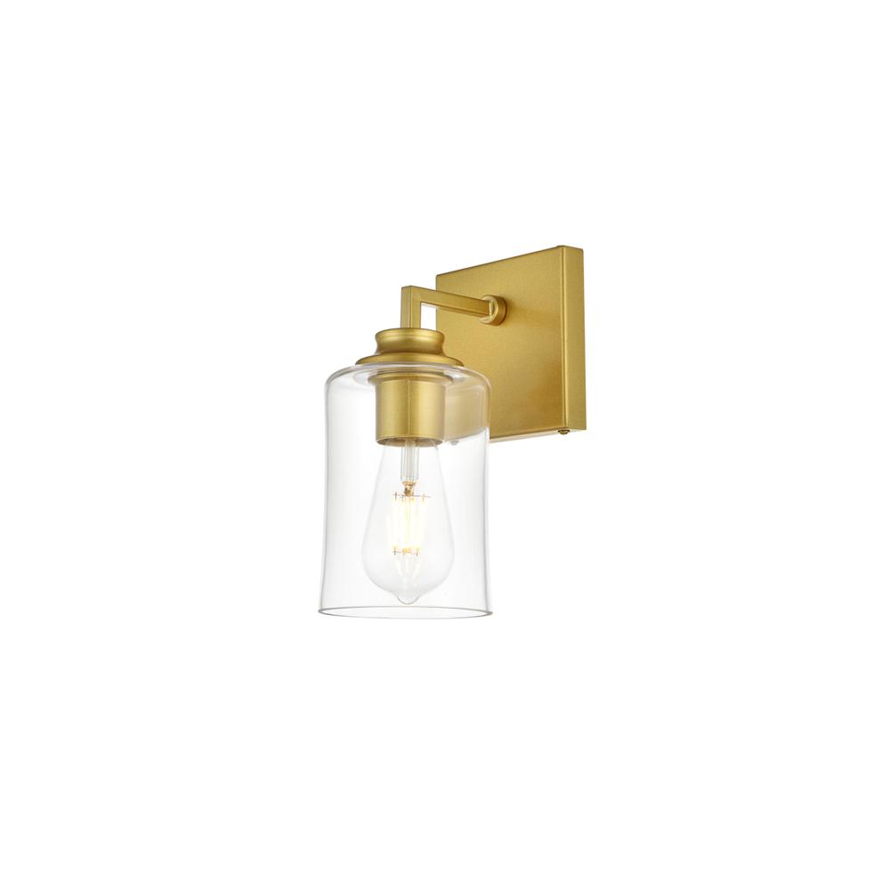 Ronnie 1 light Brass and Clear Bath Sconce. Picture 2