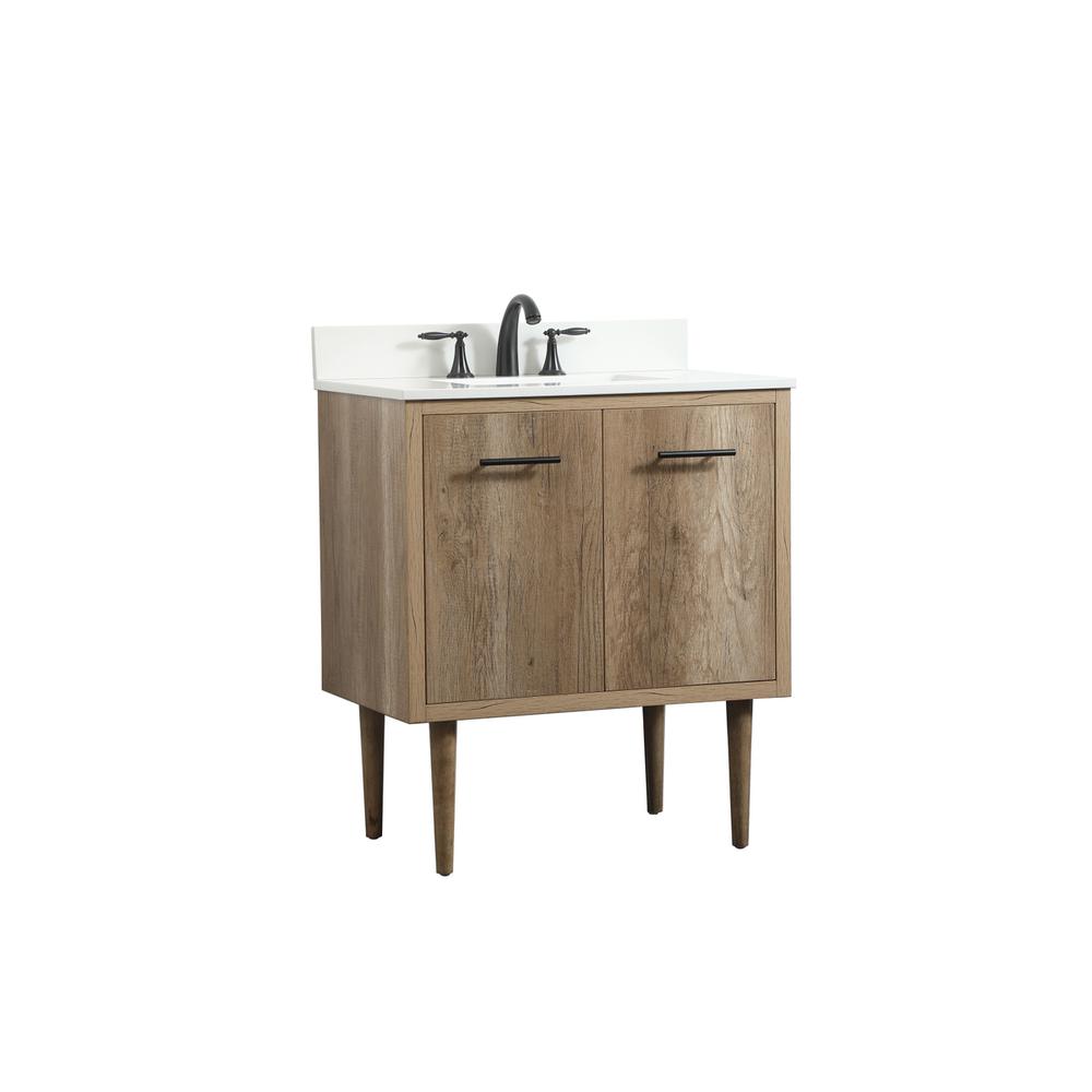 30 inch Single bathroom vanity in natural oak with backsplash. Picture 9