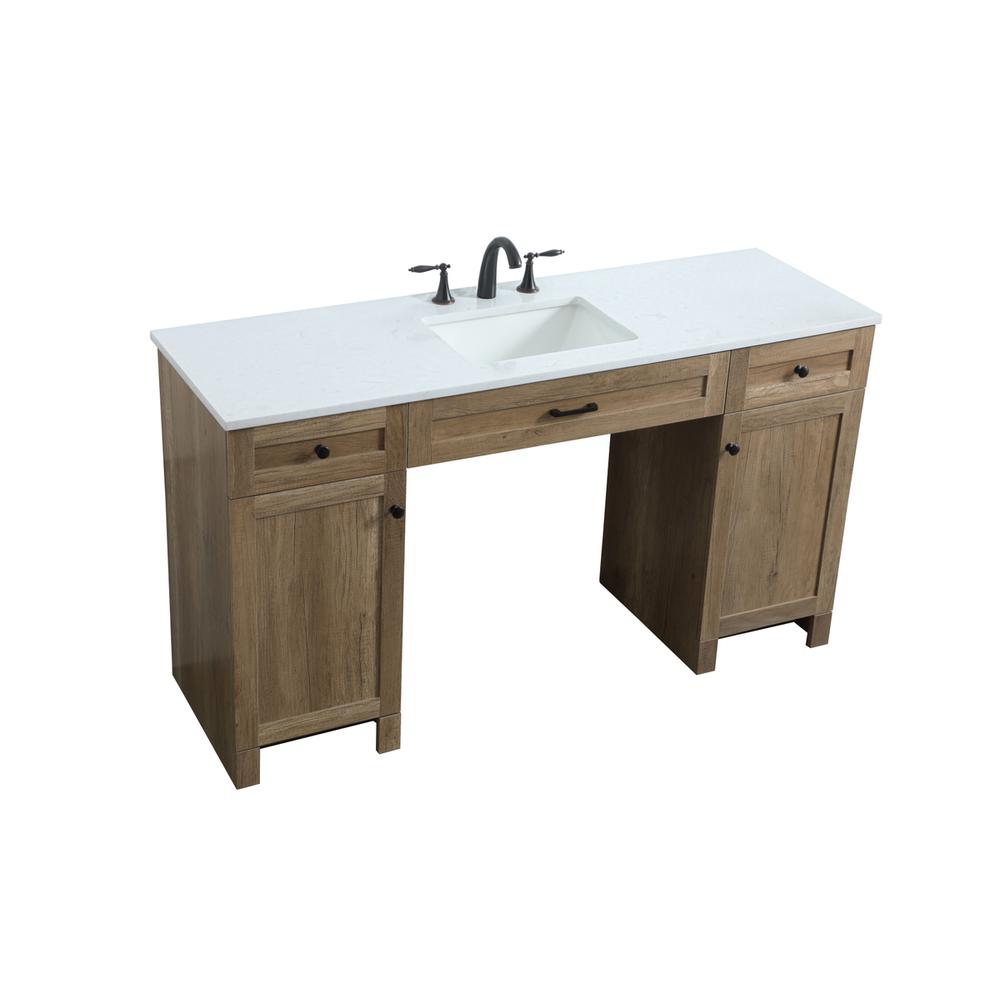 60 Inch ADA Compliant Bathroom Vanity In Natural Oak. Picture 8