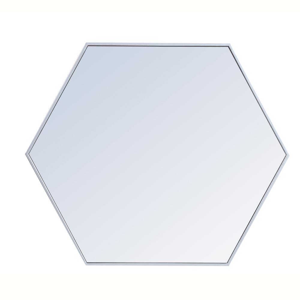 Metal frame hexagon mirror 38 inch in silver. Picture 5